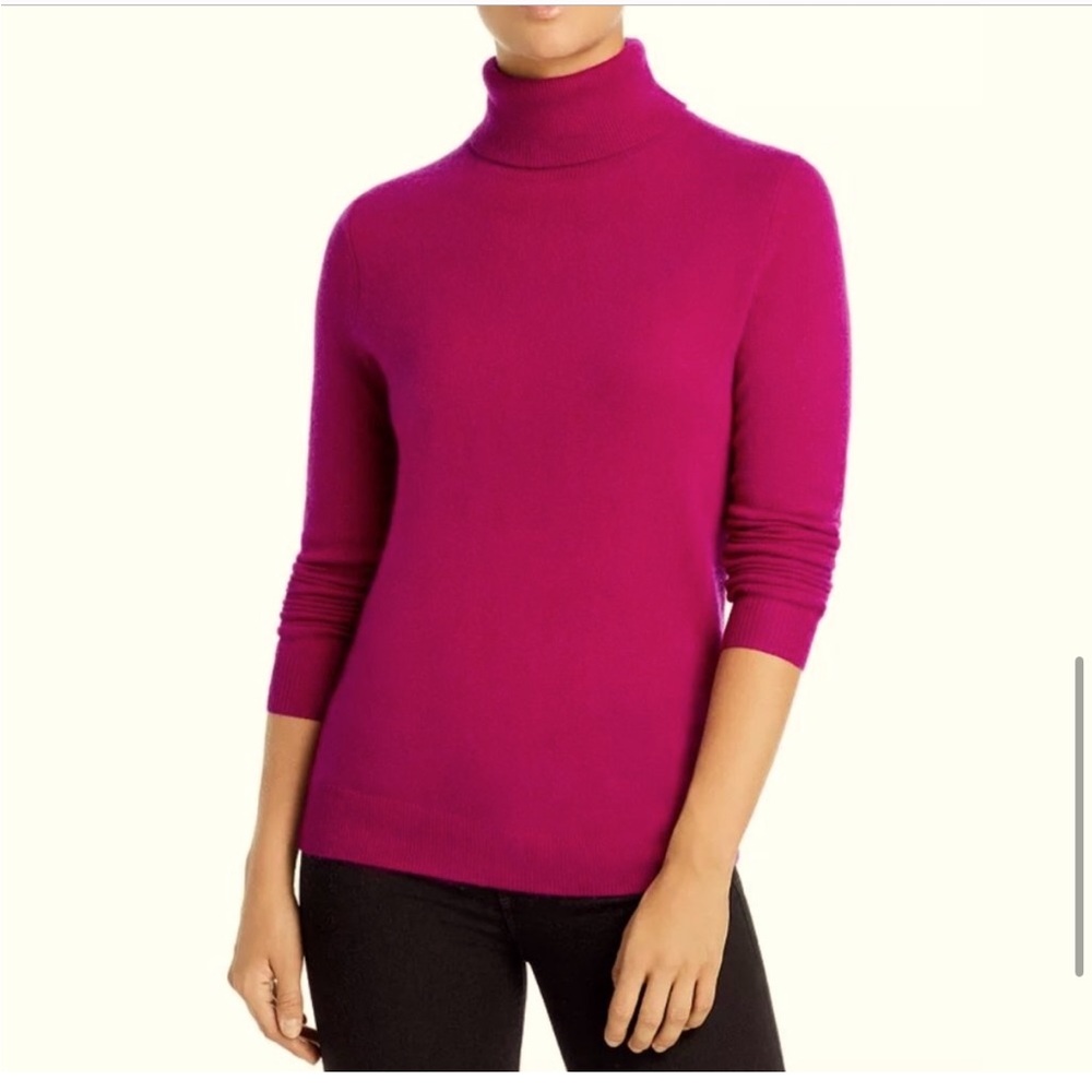 Bloomingdale's pink magenta Cowl Turtleneck Sweater petite small